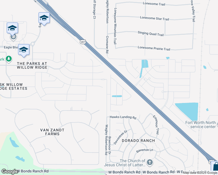 map of restaurants, bars, coffee shops, grocery stores, and more near 11452 Dorado Vista in Haslet