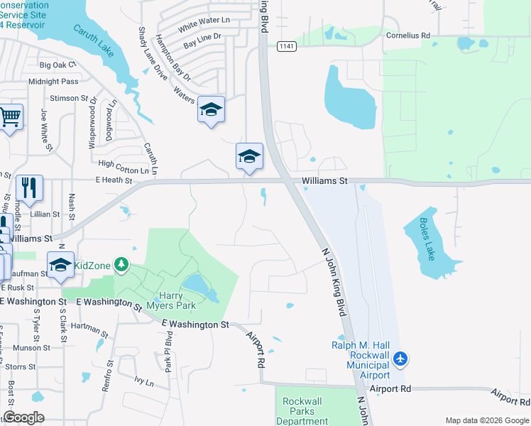 map of restaurants, bars, coffee shops, grocery stores, and more near in Rockwall