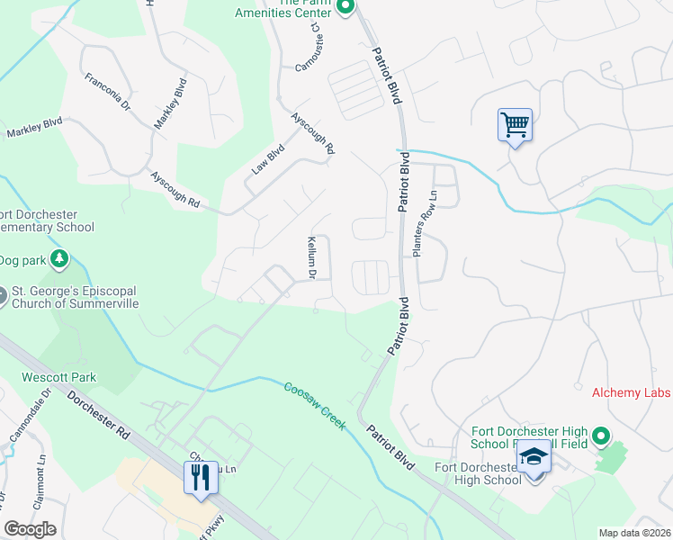 map of restaurants, bars, coffee shops, grocery stores, and more near 8808 Shadowglen Drive in North Charleston