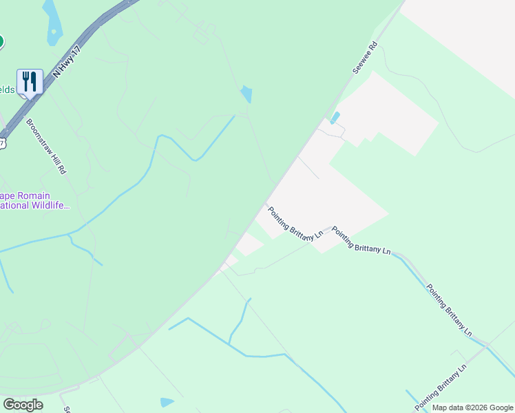 map of restaurants, bars, coffee shops, grocery stores, and more near 5320 Seewee Road in Awendaw