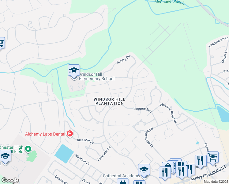 map of restaurants, bars, coffee shops, grocery stores, and more near 3910 Greico Road in North Charleston