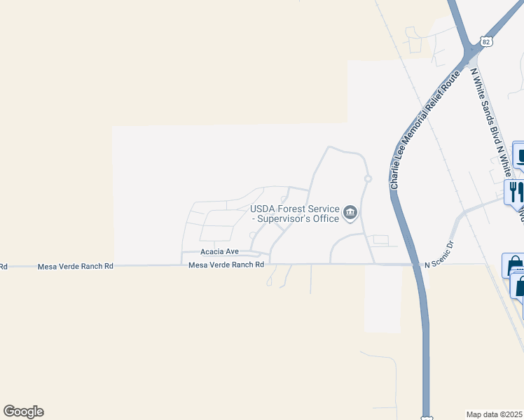 map of restaurants, bars, coffee shops, grocery stores, and more near 3507 Calle Verde Drive in Alamogordo