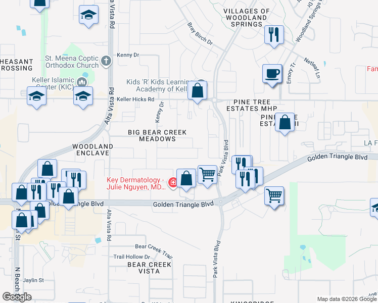 map of restaurants, bars, coffee shops, grocery stores, and more near 4016 Hanna Rose Lane in Fort Worth