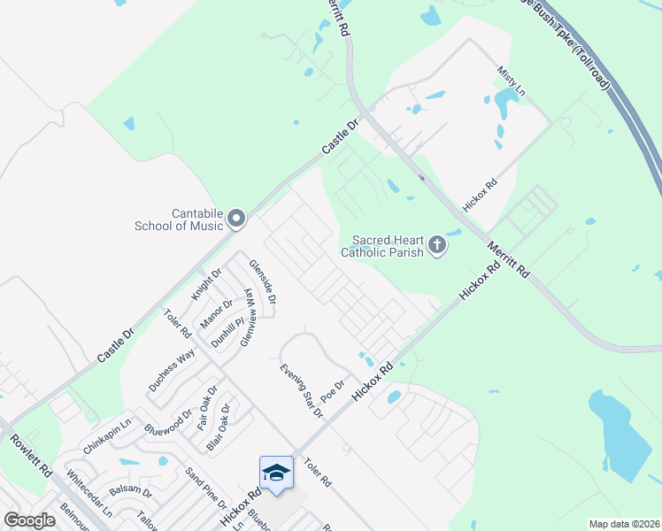 map of restaurants, bars, coffee shops, grocery stores, and more near 3200 Castle Drive in Rowlett