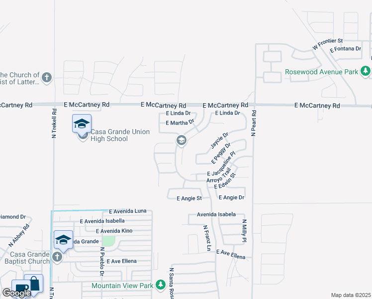 map of restaurants, bars, coffee shops, grocery stores, and more near 2732 North Mulberry Place in Casa Grande