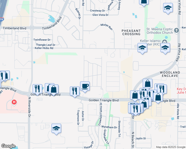 map of restaurants, bars, coffee shops, grocery stores, and more near 11030 Fumar Lane in Fort Worth