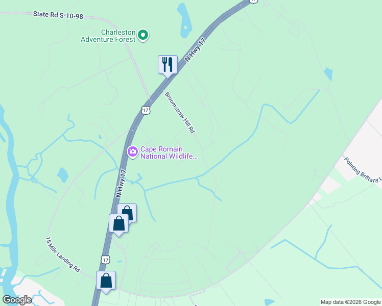 map of restaurants, bars, coffee shops, grocery stores, and more near 5010 Deborah's Lane in Awendaw