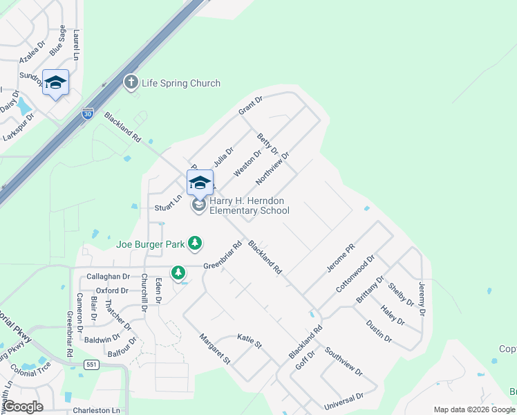 map of restaurants, bars, coffee shops, grocery stores, and more near 108 Valen Drive in Royse City