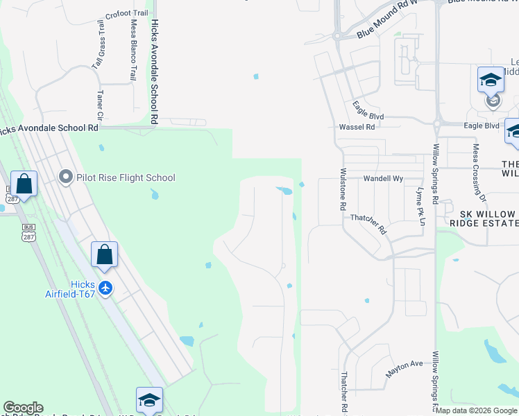 map of restaurants, bars, coffee shops, grocery stores, and more near 11424 Alpine Court in Haslet