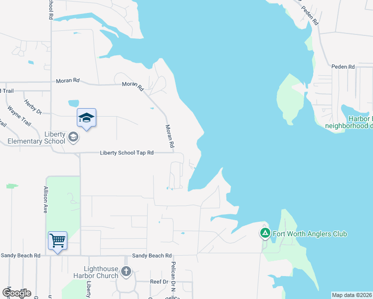 map of restaurants, bars, coffee shops, grocery stores, and more near 6925 Liberty School Tap Road in Azle