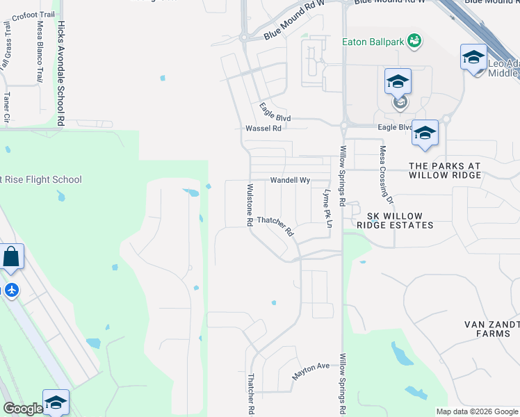 map of restaurants, bars, coffee shops, grocery stores, and more near 11321 Willow Springs Road in Haslet