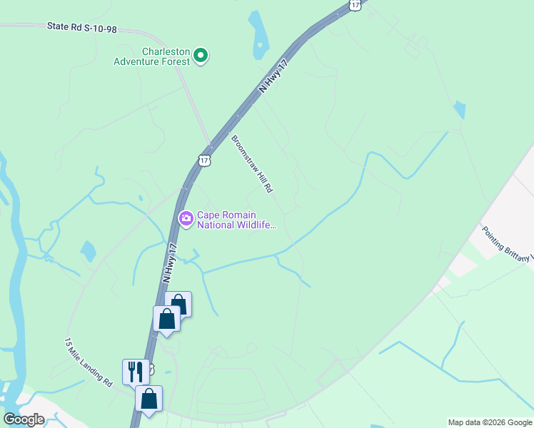 map of restaurants, bars, coffee shops, grocery stores, and more near 5010 Deborah's Lane in Awendaw