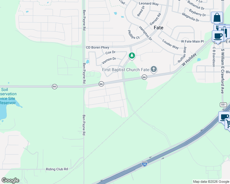 map of restaurants, bars, coffee shops, grocery stores, and more near 450 Price Drive in Rockwall