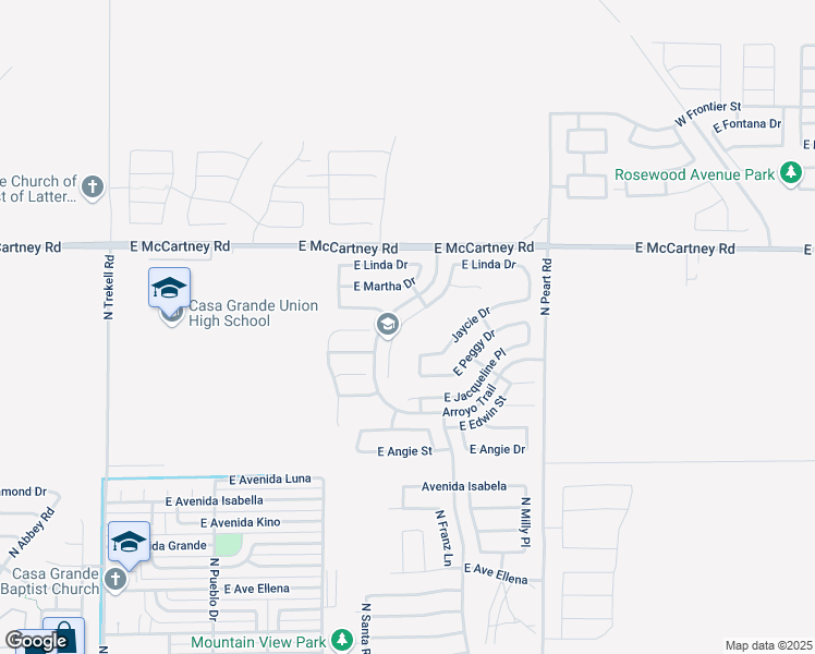 map of restaurants, bars, coffee shops, grocery stores, and more near 2732 North Mulberry Place in Casa Grande
