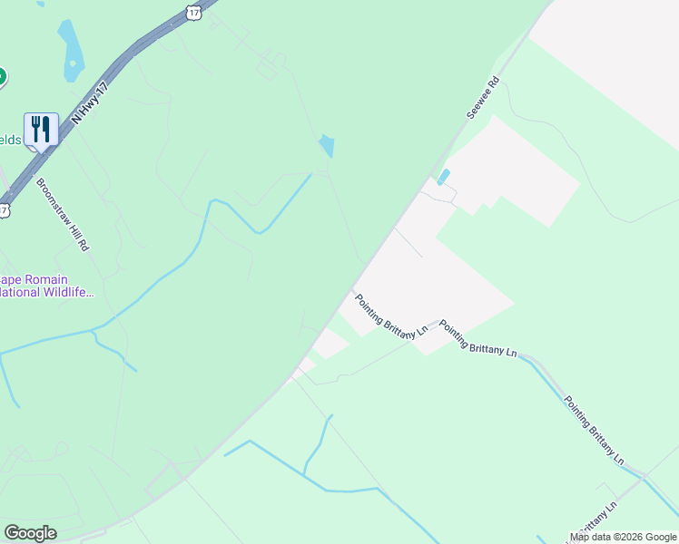 map of restaurants, bars, coffee shops, grocery stores, and more near 5320 Seewee Road in Awendaw