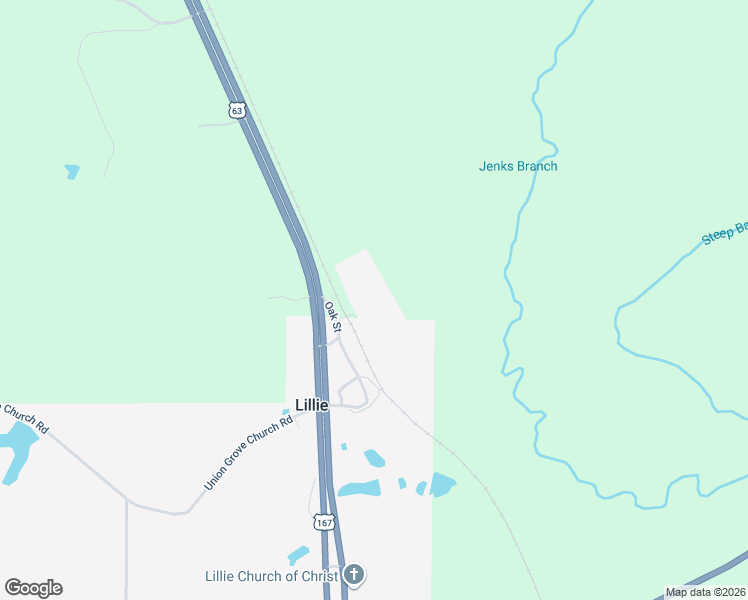 map of restaurants, bars, coffee shops, grocery stores, and more near 128 Oak Street in Lillie