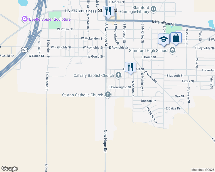 map of restaurants, bars, coffee shops, grocery stores, and more near 813 South Swenson Street in Stamford