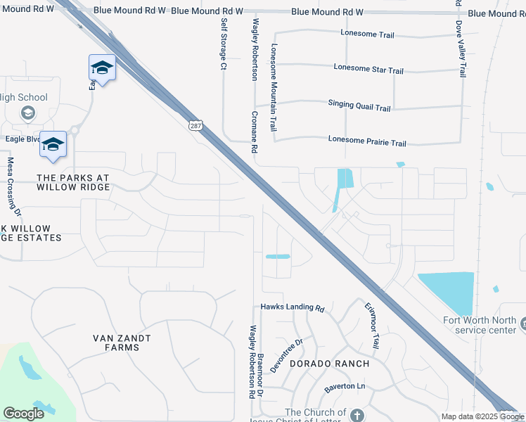 map of restaurants, bars, coffee shops, grocery stores, and more near 11452 Dorado Vista in Haslet