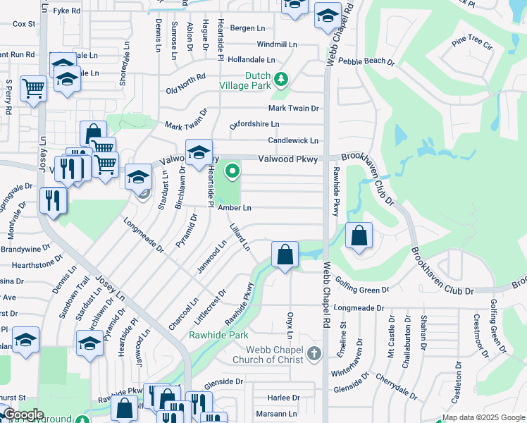 map of restaurants, bars, coffee shops, grocery stores, and more near 13927 Janwood Lane in Farmers Branch