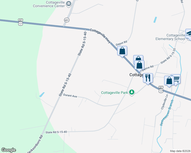 map of restaurants, bars, coffee shops, grocery stores, and more near in Cottageville