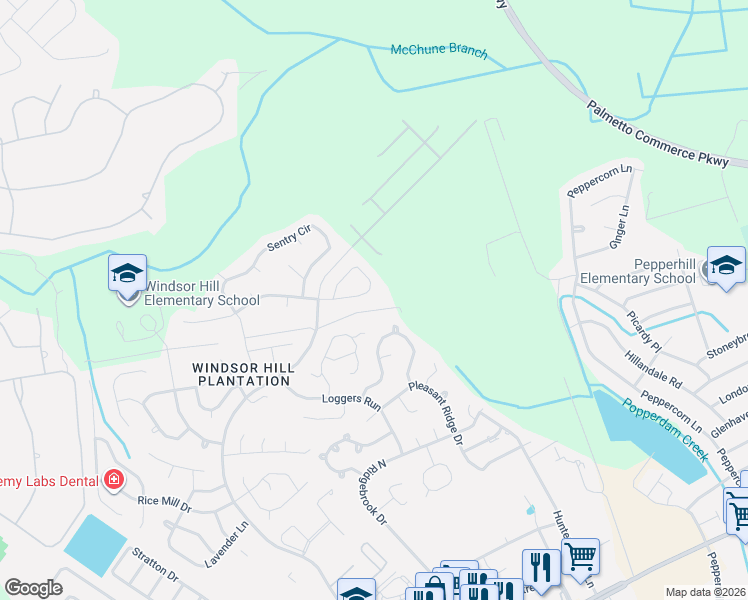 map of restaurants, bars, coffee shops, grocery stores, and more near 8531 Majestic Street in North Charleston