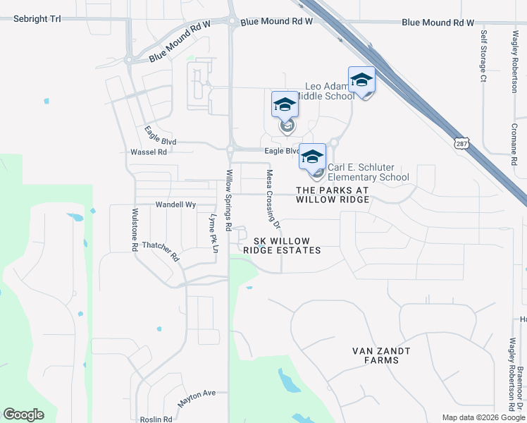 map of restaurants, bars, coffee shops, grocery stores, and more near 1417 Mesa Crest Drive in Haslet