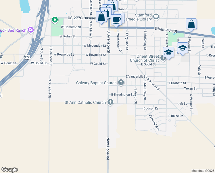 map of restaurants, bars, coffee shops, grocery stores, and more near 812 South Swenson Street in Stamford