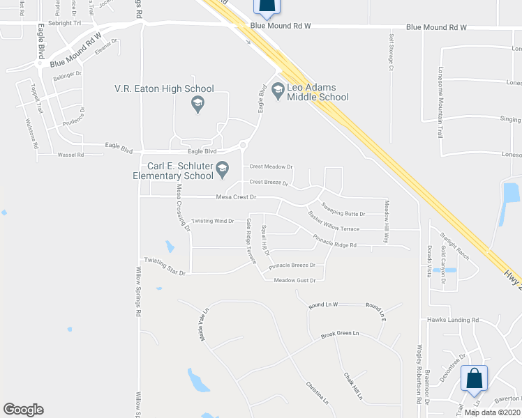 map of restaurants, bars, coffee shops, grocery stores, and more near 1116 Pinnacle Ridge Road in Haslet