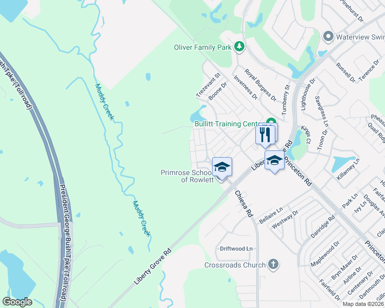 map of restaurants, bars, coffee shops, grocery stores, and more near 8813 Habersham Drive in Rowlett