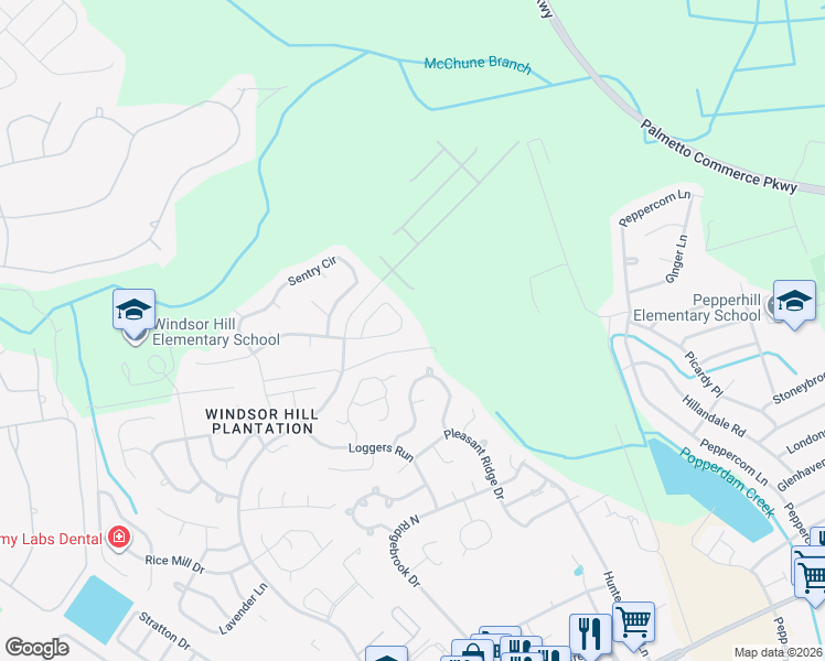 map of restaurants, bars, coffee shops, grocery stores, and more near 8529 Majestic Street in North Charleston