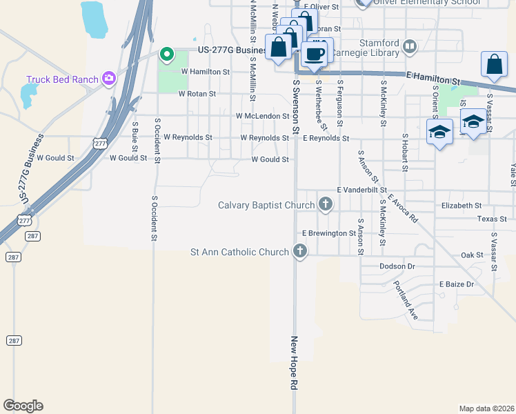 map of restaurants, bars, coffee shops, grocery stores, and more near 812 South Swenson Street in Stamford
