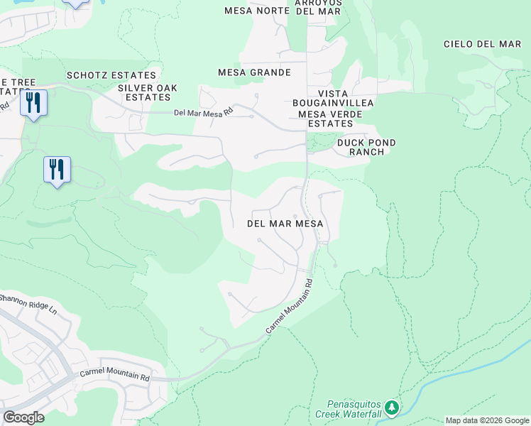 map of restaurants, bars, coffee shops, grocery stores, and more near 10879 Equestrian Ridge Court in San Diego