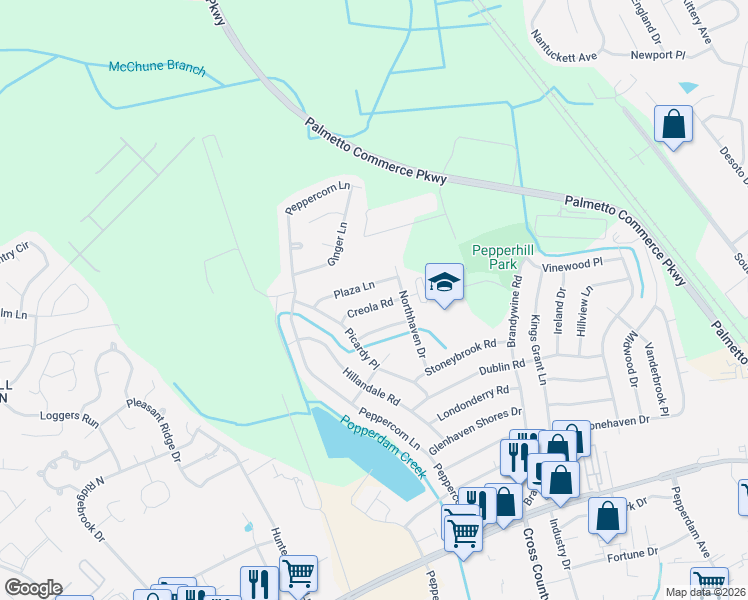 map of restaurants, bars, coffee shops, grocery stores, and more near 3422 Creola Road in North Charleston