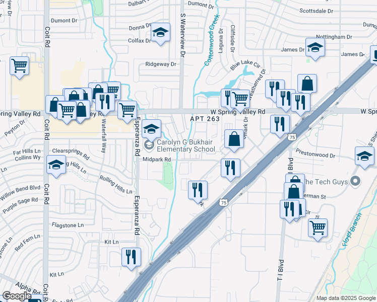 map of restaurants, bars, coffee shops, grocery stores, and more near in Dallas