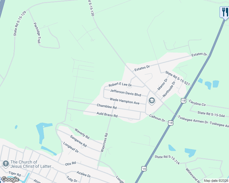 map of restaurants, bars, coffee shops, grocery stores, and more near 283 Jefferson Davis Boulevard in Walterboro