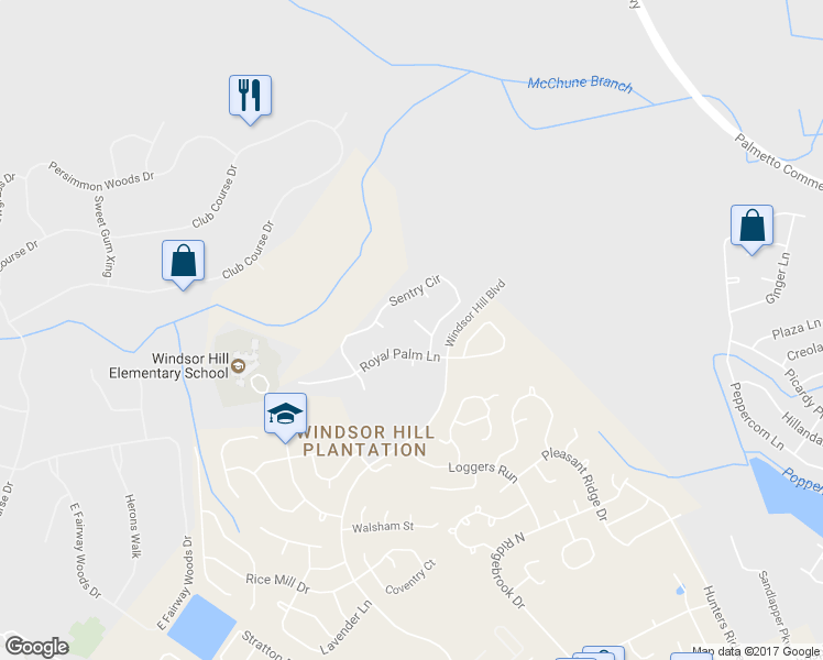 map of restaurants, bars, coffee shops, grocery stores, and more near 3905 Bismarck Court in North Charleston