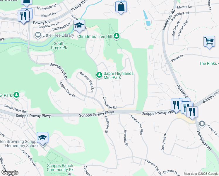 map of restaurants, bars, coffee shops, grocery stores, and more near 11964 Ashley Place in San Diego