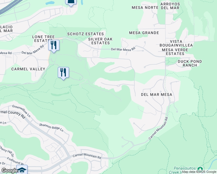 map of restaurants, bars, coffee shops, grocery stores, and more near 5825 Meadows Del Mar in San Diego