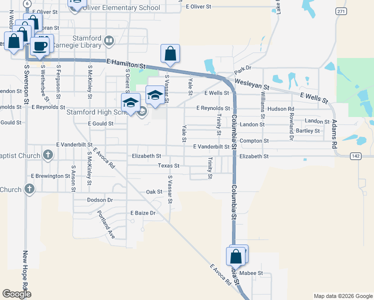 map of restaurants, bars, coffee shops, grocery stores, and more near 1014 Elizabeth Street in Stamford