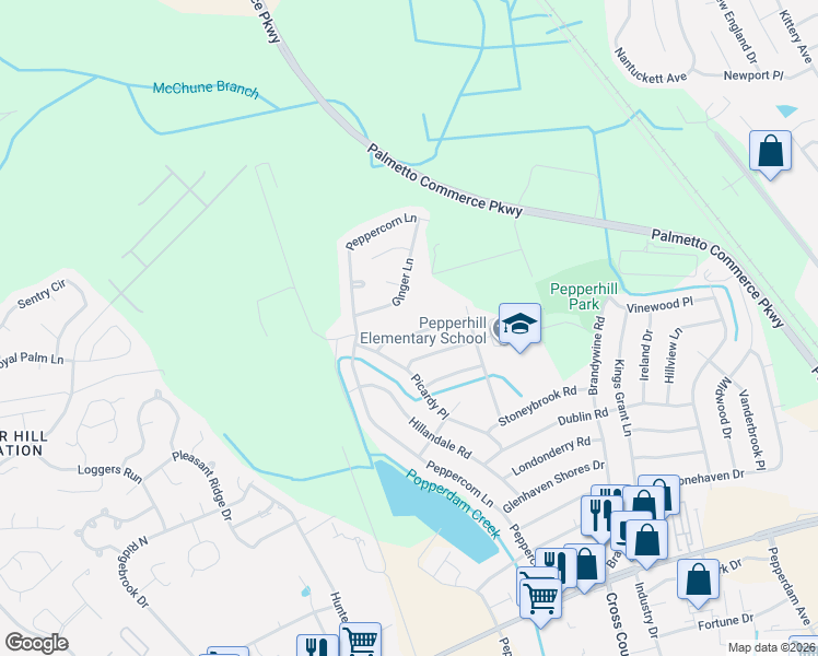map of restaurants, bars, coffee shops, grocery stores, and more near 3441 Plaza Lane in North Charleston