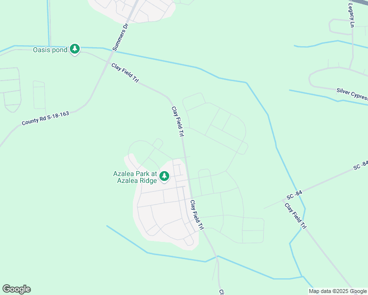 map of restaurants, bars, coffee shops, grocery stores, and more near Clay Field Trail in Ridgeville