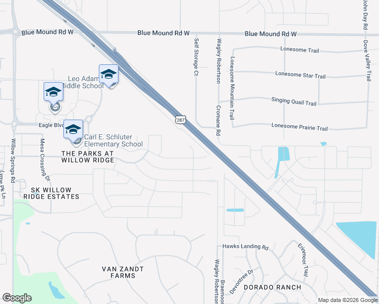 map of restaurants, bars, coffee shops, grocery stores, and more near 11549 Meadow Hill Way in Haslet