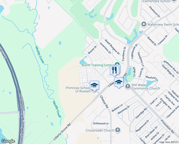 map of restaurants, bars, coffee shops, grocery stores, and more near 9000 Homestead Boulevard in Rowlett