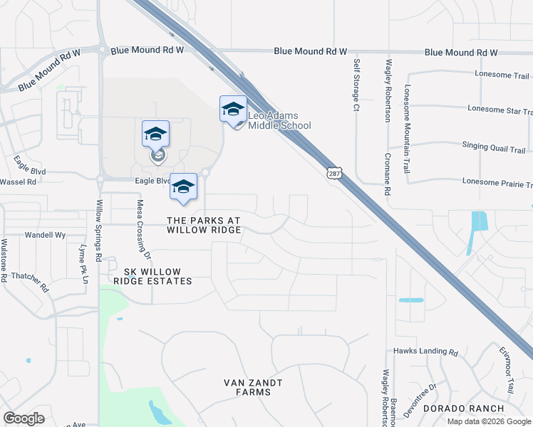 map of restaurants, bars, coffee shops, grocery stores, and more near 1020 Crest Breeze Drive in Haslet