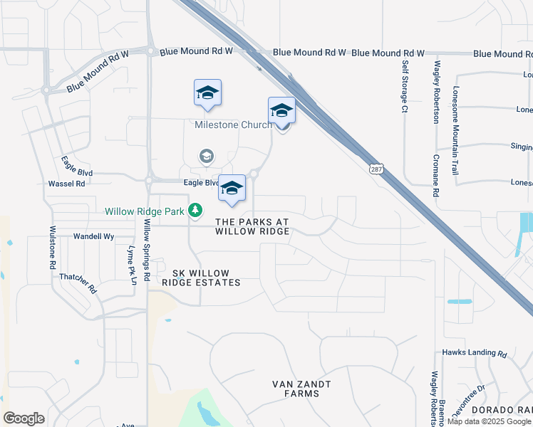 map of restaurants, bars, coffee shops, grocery stores, and more near 1140 Crest Breeze Drive in Haslet