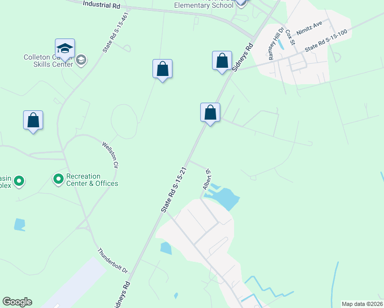 map of restaurants, bars, coffee shops, grocery stores, and more near 154 State Road S-15-21 in Walterboro