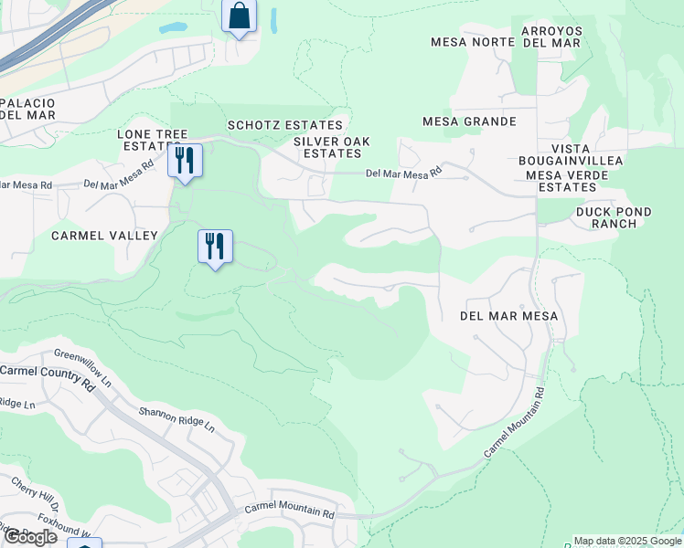 map of restaurants, bars, coffee shops, grocery stores, and more near 5810 Meadows Del Mar in San Diego