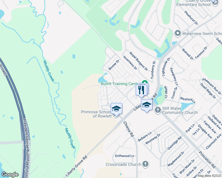 map of restaurants, bars, coffee shops, grocery stores, and more near 9000 Homestead Boulevard in Rowlett
