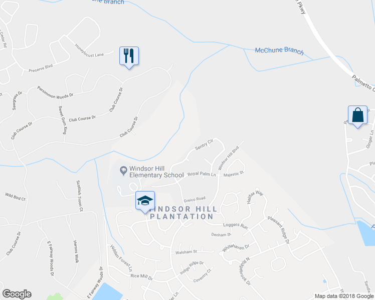 map of restaurants, bars, coffee shops, grocery stores, and more near 8560 Sentry Circle in North Charleston