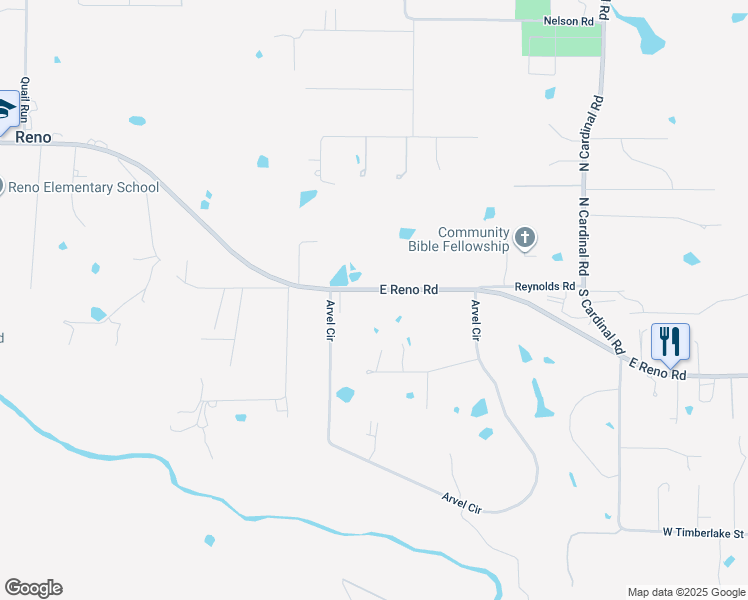 map of restaurants, bars, coffee shops, grocery stores, and more near 980 East Reno Road in Azle